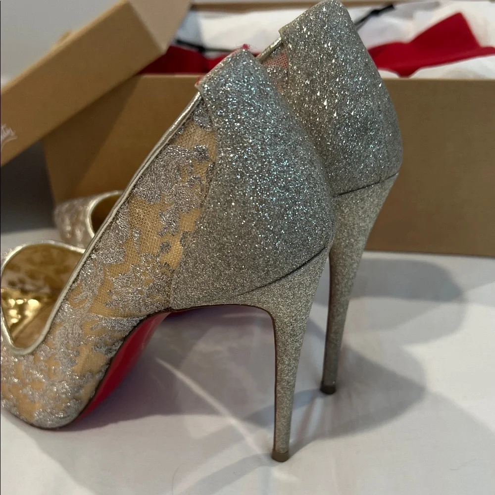 Christian Louboutin Glitter Lace Heels - Picture 5 of 10